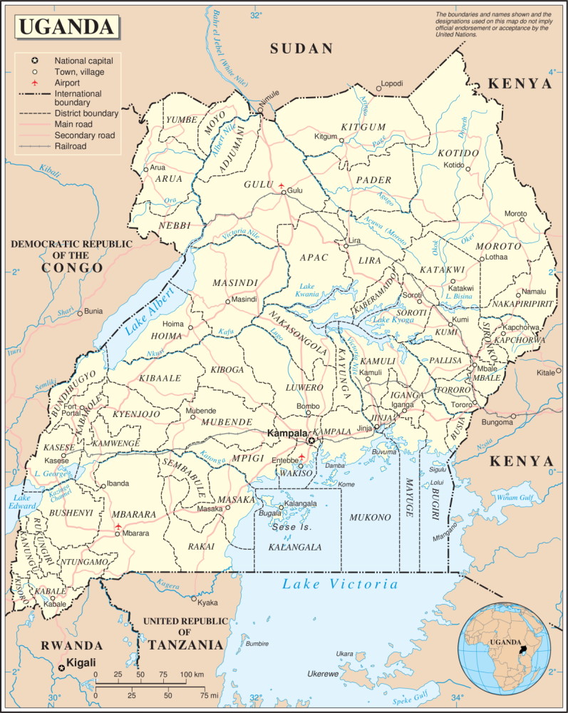map of uganda